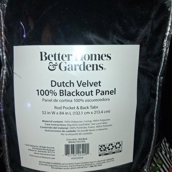 Better Homes Gardens DUTCH VELVET 100% blackout panel 52" X 84" GORGEOUS! NEW - Picture 1 of 4